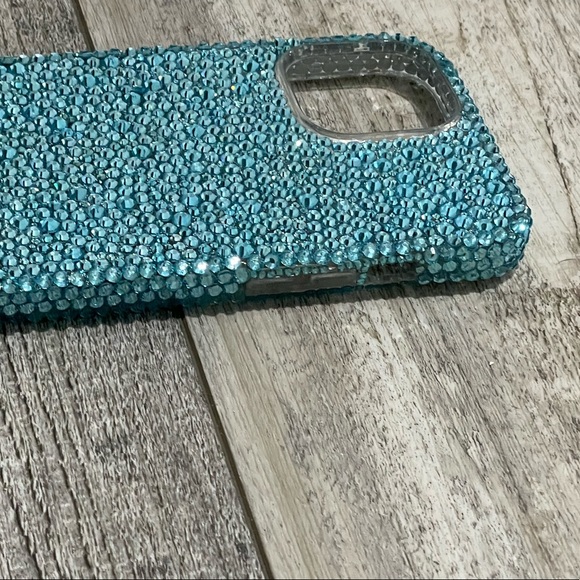 New Light Blue Crystallized Bling iPhone 12 Pro Max Phone Case Cover Handcraft - Picture 2 of 4